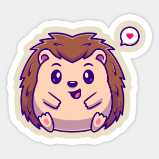 Cute Hedgehog Sitting Cartoon Sticker